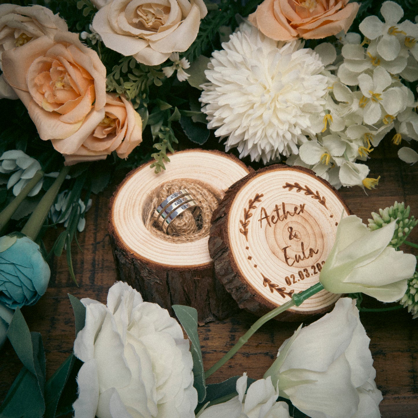 Personalized Wedding Round Ring Box