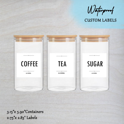 Minimalist tea coffee sugar labels