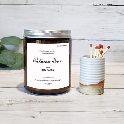 Personalized Welcome Home Holiday Gift Candle