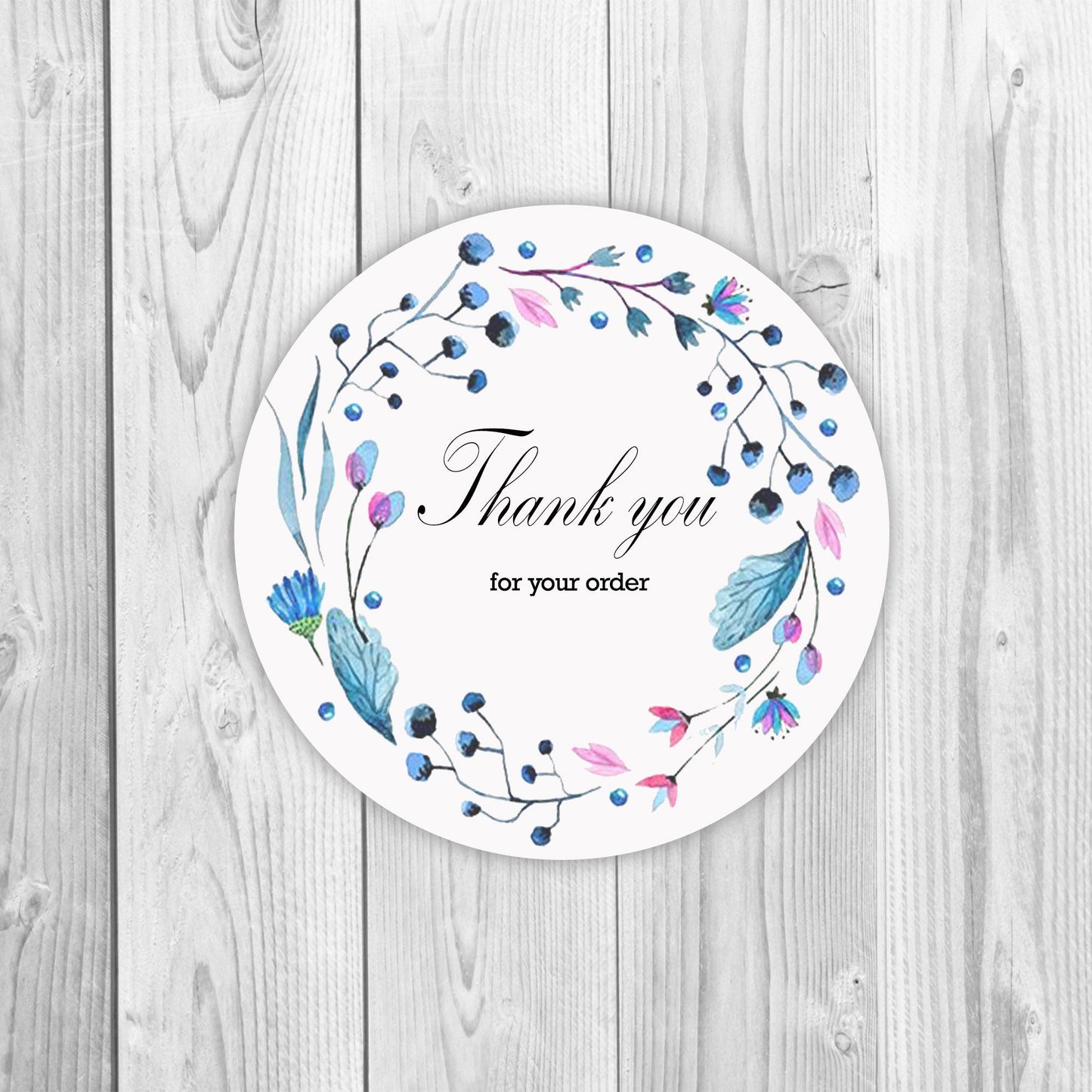Round Thank You Labels, Custom Circle stickers, Personalized thank you seals, Business Round sticker - Floral Multi Pack-MLS0039B