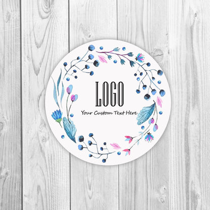 Round Logo Stickers, Custom Circle stickers, Personalized business logo label, Business company logo sticker - Floral Multi Pack-MLS0040B