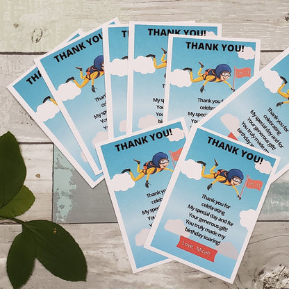 Set of 10 Sky Diving Birthday Invitations and Thank you Cards for kids and adults- MIS0100CC
