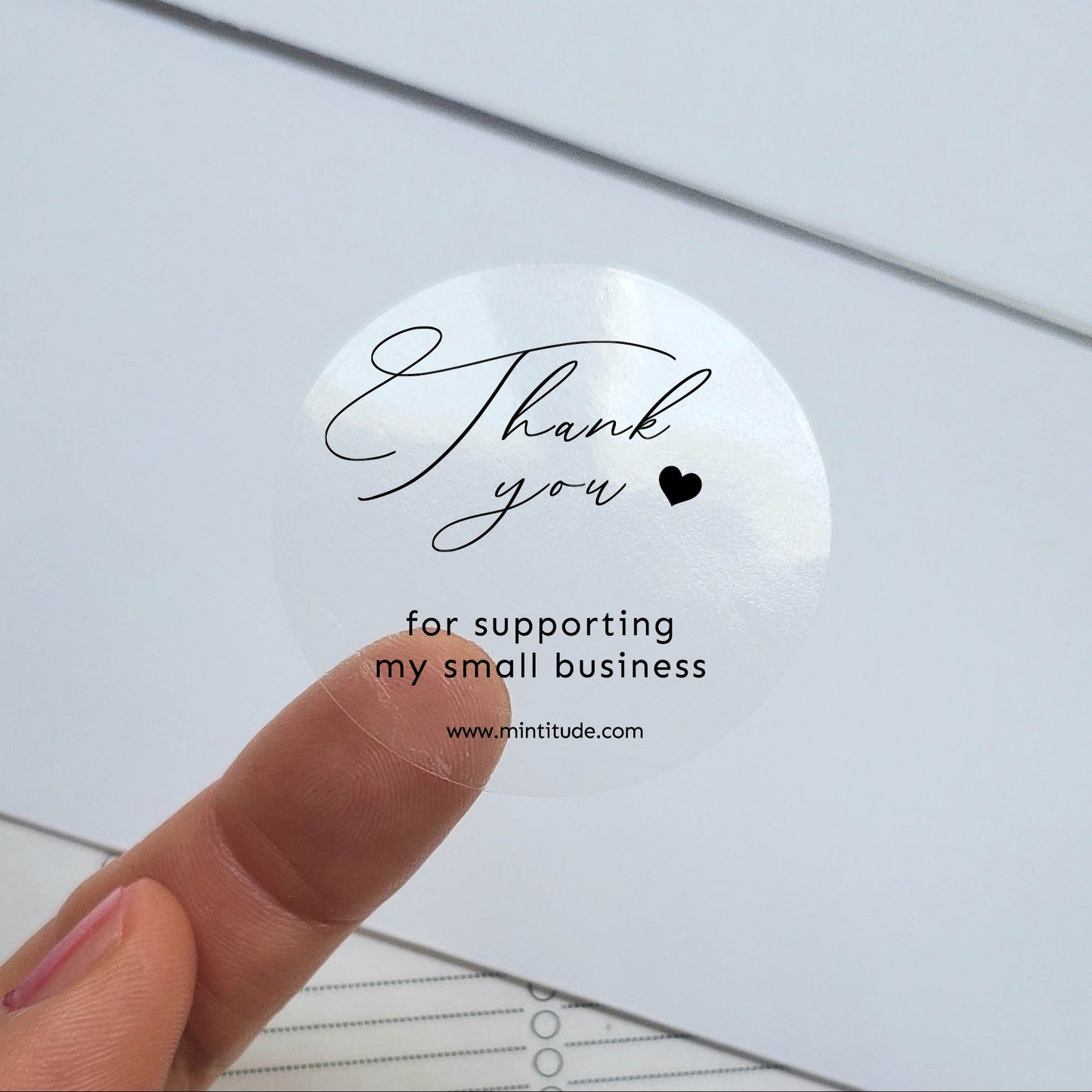 Round Clear Thank You Labels, Custom Transparent Circle stickers, Personalized thank you seals, Business Round sticker