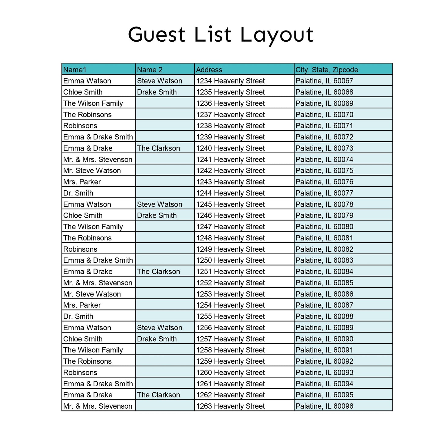 Guest Address Labels