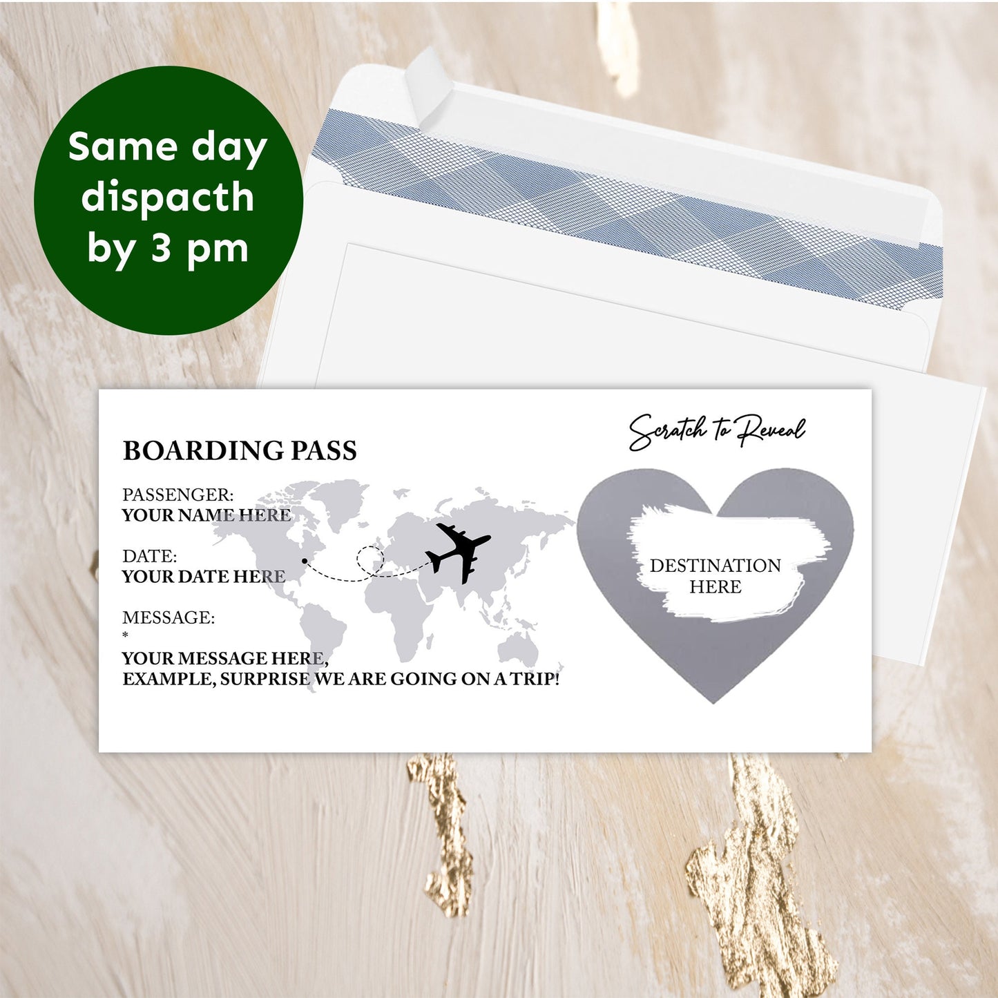 Boarding Pass Surprise Vacation Card